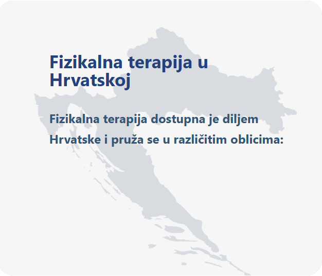 Karta Hrvatske s lokacijama fizikalne terapije